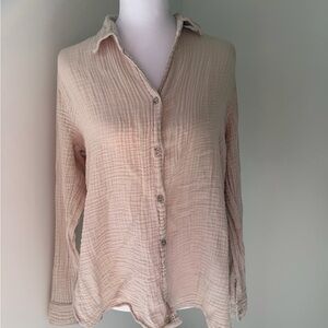 James Perse Linen Beige Button-Down Shirt